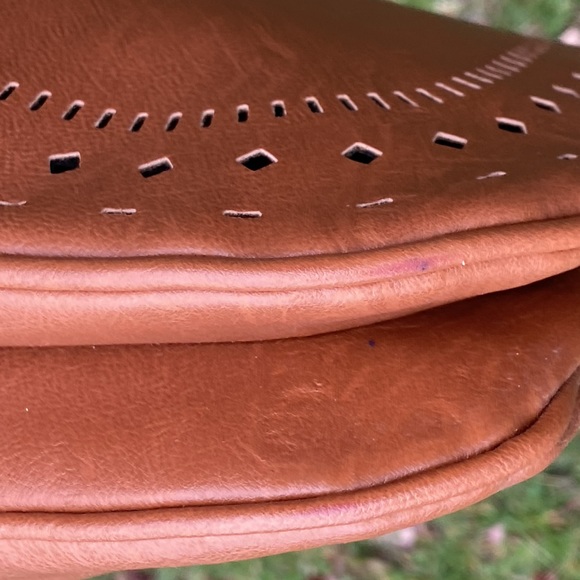 Leather brown  bag with perforation - Picture 10 of 14